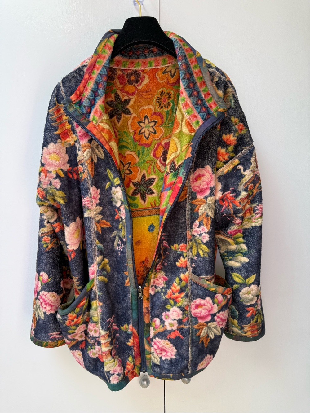 Biya Johnny Was Joan Sherpa Zip up Reversible Multicolor Fleece Size XL